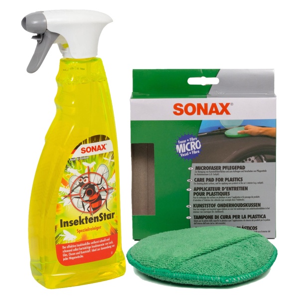 Set Sonax Star Soluție Pentru Indepărtarea Insectelor 750ML 233400 + Sonax Burete Curatat Microfibra 417200